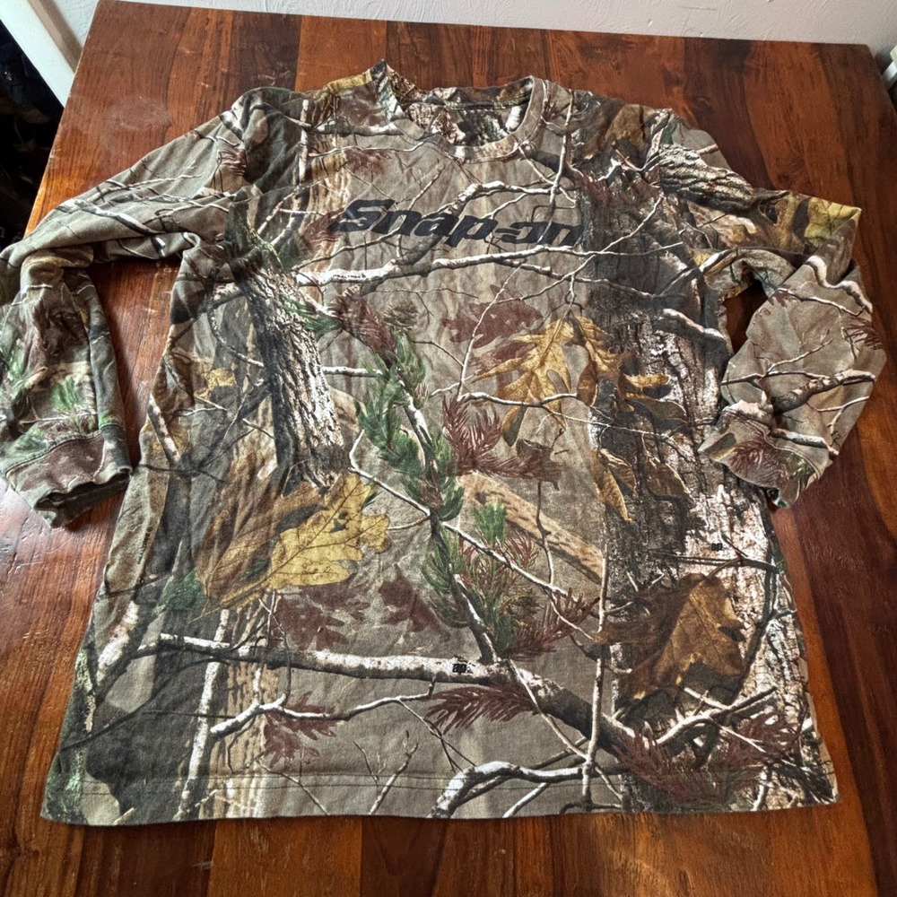 Snap-on Realtree Camo Long Sleeve T-Shirt Mens Large 100% Cotton 3981 Camouflage